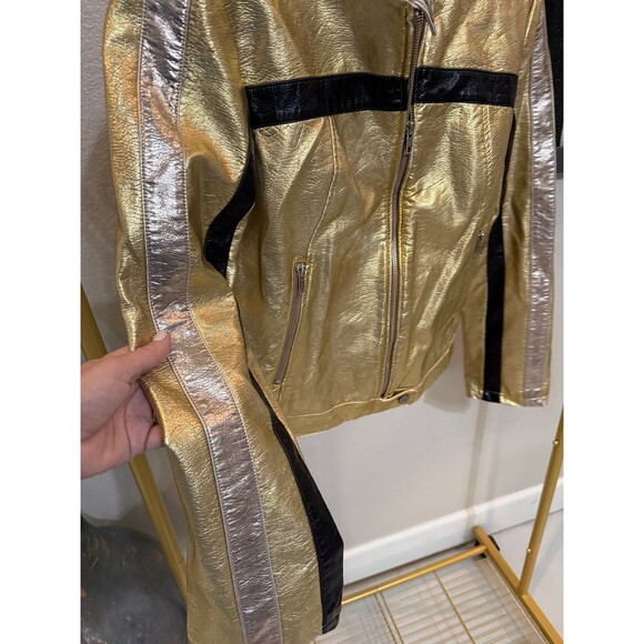 Free People Fast Lane Metallic Moto Jacket M - Picture 4 of 8